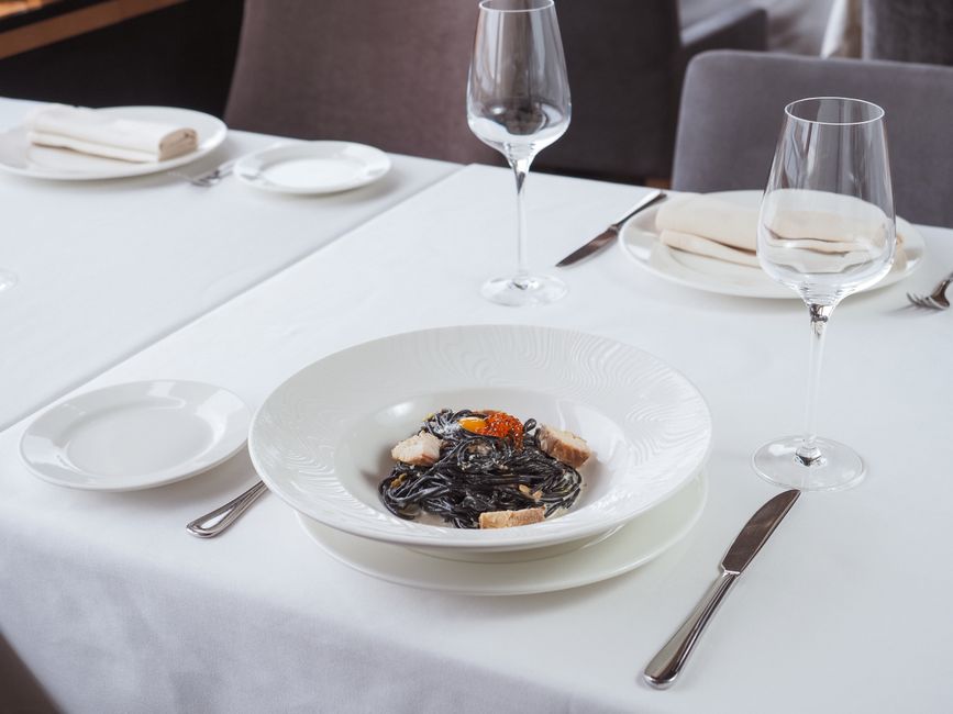 Exterior and dining ambience at La Vecchia Scuola
